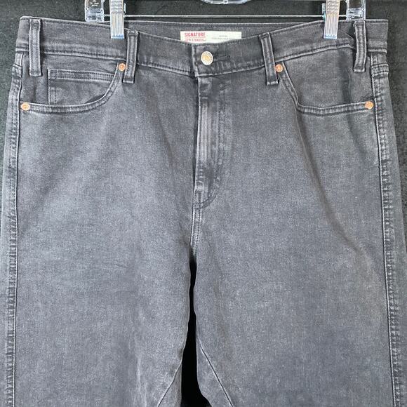 Levi Strauss Signature Women Jeans Black Heritage High Rise Kick Boot Stretch 16 - Picture 2 of 13